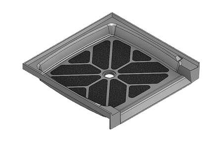 37.5 x 36.75 Accessible Center Drain Meridian®️️ Solid Surface Shower Base – ADA Compliant