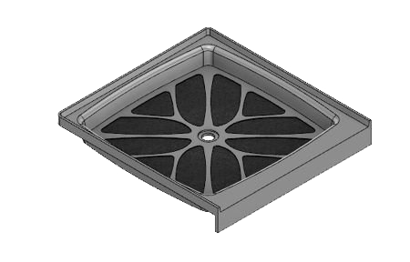 42 x 42 Center Drain Meridian®️️ Solid Surface Shower Base