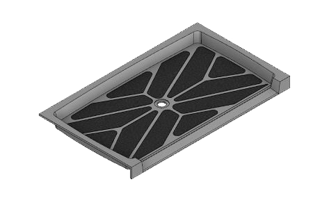 61.5 x 36 Accessible Center Drain Meridian®️️ Solid Surface Shower Base