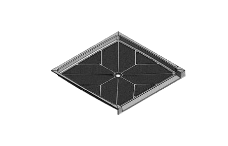 61.5 x 60.75 Accessible Center Drain Meridian®️️ Solid Surface Shower Base