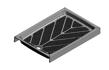 feature picture of 48 x 34 Variable Offset Drain Tower Industries Solid Surface Shower Base